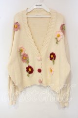 PINK HOUSE / フラワー編みぐるみカーディガン  アイボリー O-25-09-30-080-LO-TO-IG-OS