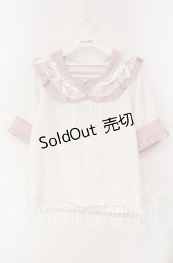 画像1: Dear My Love / ハートリボンたっぷりフリルセーラーブラウス M シロ×ピンク O-25-09-30-083-EL-BL-OW-OS