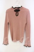 axes femme POETIQUE / チャイナボタンラメニットプルオーバー M ピンク O-25-09-30-084-AX-TO-IG-OS