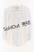 OZZ ANGELO / 刺繍レースカットソー  ライトグレー O-25-09-30-088-OO-TO-IG-OS