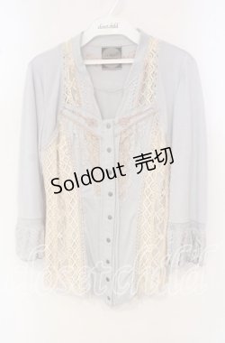 画像1: OZZ ANGELO / 刺繍レースカットソー  ライトグレー O-25-09-30-088-OO-TO-IG-OS