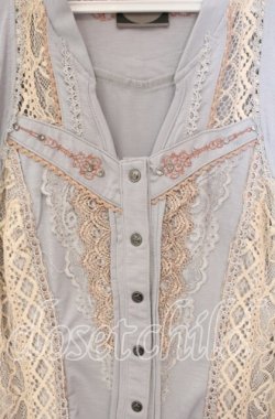 画像2: OZZ ANGELO / 刺繍レースカットソー  ライトグレー O-25-09-30-088-OO-TO-IG-OS