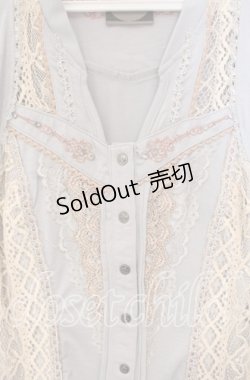 画像2: OZZ ANGELO / 刺繍レースカットソー  ライトグレー O-25-09-30-088-OO-TO-IG-OS