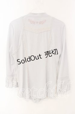 画像3: OZZ ANGELO / 刺繍レースカットソー  ライトグレー O-25-09-30-088-OO-TO-IG-OS