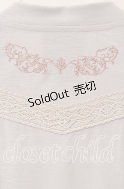画像4: OZZ ANGELO / 刺繍レースカットソー  ライトグレー O-25-09-30-088-OO-TO-IG-OS