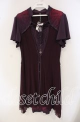 Ozz Croce / メッシュレイヤード刺繍入りワンピース  パープル O-25-09-30-089-OO-OP-IG-OS