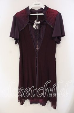 画像1: Ozz Croce / メッシュレイヤード刺繍入りワンピース  パープル O-25-09-30-089-OO-OP-IG-OS