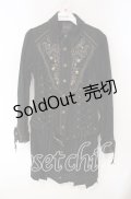 OZZ ANGELO / レースアプ刺繍入りシャツワンピース  ブラック×ブラウン O-25-09-30-091-OO-OP-IG-OS