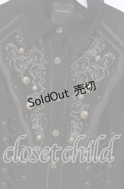 画像2: OZZ ANGELO / レースアプ刺繍入りシャツワンピース  ブラック×ブラウン O-25-09-30-091-OO-OP-IG-OS