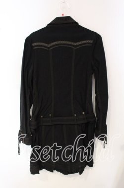 画像3: OZZ ANGELO / レースアプ刺繍入りシャツワンピース  ブラック×ブラウン O-25-09-30-091-OO-OP-IG-OS