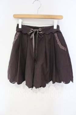 画像1: axes femme POETIQUE / 裾スカラップスウェード風キュロット  ブラウン O-25-09-30-2033-AX-PA-IG-OS