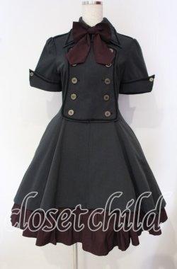 画像1: ATELIER BOZ / メイファススカート付ジャケットワンピース  ブラック×ボルドー O-25-09-30-2004-EL-OP-IG-OS