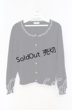 画像1: axes femme / パール配色ワッフルニットカーディガン  ネイビー O-25-09-30-2016-AX-TO-IG-OS