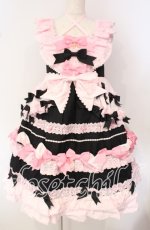 画像1: BABY,THE STARS SHINE BRIGHT / Cutie Whipped cream parfaitジャンパースカート  クロ×ピンク O-25-09-30-2002-BA-OP-IG-OS (1)