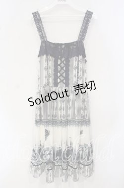 画像1: axes femme / シルエットジャンパースカート  オフ×ネイビー O-25-09-30-2017-AX-OP-IG-OS