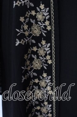 画像2: axes femme / 刺繍入りロングガウンカーディガン  クロ O-25-09-30-2019-AX-OP-IG-OS