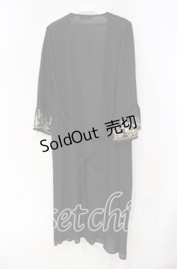 画像3: axes femme / 刺繍入りロングガウンカーディガン  クロ O-25-09-30-2019-AX-OP-IG-OS