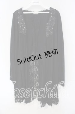 画像1: axes femme / バックレースロングカーディガン  クロ O-25-09-30-2020-AX-TO-IG-OS