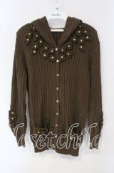 PINK HOUSE / モチーフ鍵編みカーディガン  ブラウン O-25-09-30-2021-LO-TO-IG-ZT115