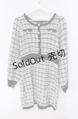 evelyn / チェックニットワンピース  クロ×シロ O-25-09-30-2027-LO-OP-IG-OS