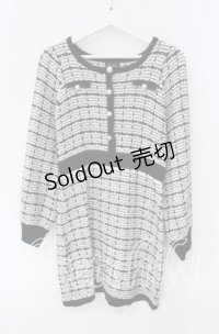 evelyn / チェックニットワンピース  クロ×シロ O-25-09-30-2027-LO-OP-IG-OS