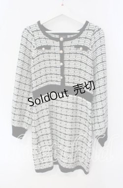 画像1: evelyn / チェックニットワンピース  クロ×シロ O-25-09-30-2027-LO-OP-IG-OS
