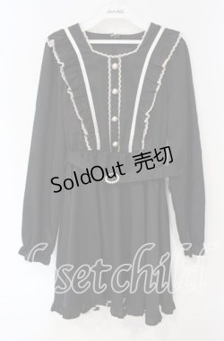 画像1: Honey Cinnamon / ラッフルフリルワンピース  クロ×ベージュ O-25-09-30-2028-LO-OP-IG-OS