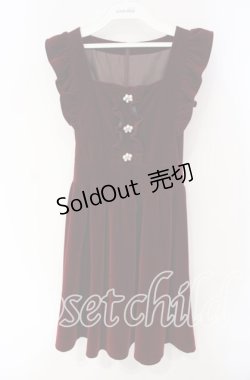 画像1: Ank Rouge / フラワーパールベロアジャンパースカート  ワイン O-25-09-30-2029-CA-OP-IG-OS