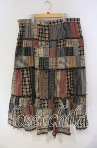 PINK HOUSE / チロリアンテープ&パッチワーク前開きスカート  ベージュ系 O-25-09-30-025-LO-SK-IG-OS