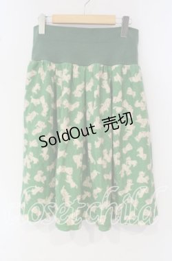 画像1: Franche Lippee / うじゃうじゃねこウールスカート FL5 グリーン O-25-09-30-030-LO-SK-OW-OS