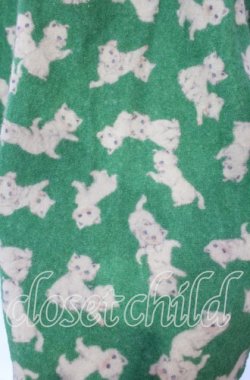 画像2: Franche Lippee / うじゃうじゃねこウールスカート FL5 グリーン O-25-09-30-030-LO-SK-OW-OS
