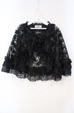 画像1: MARBLE / ボリュームレースフリルケープ  ブラック O-25-10-02-011-GO-BL-IG-OS