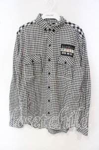 WORLD WIDE LOVE！(Rydia) / アップリケギンガムウェスタンシャツ  ブラック×ホワイト O-25-10-02-022-PU-BL-IG-ZT1211F
