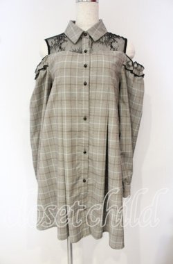 画像1: Rojita / オープンショルダービジューブローチ付きワンピース【ブローチ欠品】  グレー O-25-10-02-034-LO-OP-IG-OS