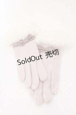 画像1: axes femme / プチリボンファー手袋  ピンク O-25-10-03-015-AX-ZA-OW-OS
