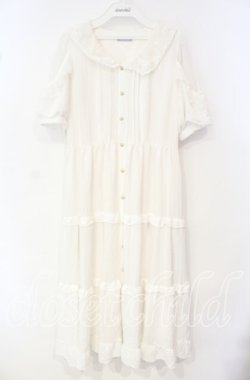 画像1: axes femme POETIQUE / リボン付ドーリーロングワンピース  オフ O-25-10-04-037-AX-OP-IG-OS