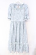 m petit by misako / NINA'S 花柄スクエアネックワンピース S サックス O-25-10-04-040-LO-OP-IG-OS