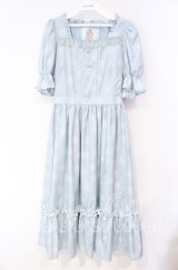 m petit by misako / NINA'S 花柄スクエアネックワンピース S サックス O-25-10-04-040-LO-OP-IG-ZT373