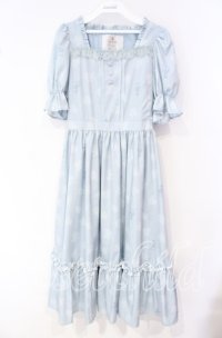 m petit by misako / NINA'S 花柄スクエアネックワンピース S サックス O-25-10-04-040-LO-OP-IG-ZT373