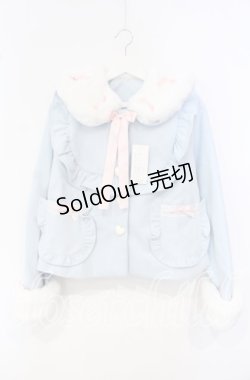 画像1: DearMyLove / フリルリボンハートショートコート M サックス O-25-10-04-054-EL-CO-OW-OS