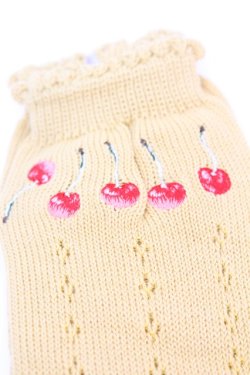 画像2: PINK HOUSE / チェリー刺繍ソックス  イエロー O-25-10-04-1056-LO-ZA-IG-OS