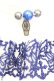 画像1: Moi-meme-Moitie / Butterfly and Crossレースチョーカー  ホワイト×ブルー O-25-10-04-1009-MO-AC-OW-OS (1)