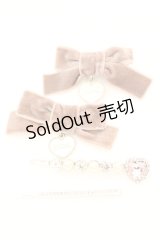 pium / ビジュー×ベロアリボンヘアピンセット  モカ O-25-10-04-1025-LO-AC-OW-ZT434-F002