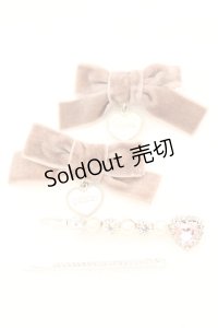 pium / ビジュー×ベロアリボンヘアピンセット  モカ O-25-10-04-1025-LO-AC-OW-ZT434-F002