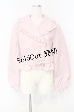 画像1: Princess Melody / レザーライダースジャケット  ピンク O-25-10-04-063-EL-JA-OW-OS