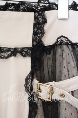 画像2: Rojita / オーバーチュールウエストフリルスカート  アイボリー×クロ O-25-10-04-084-LO-SK-IG-OS