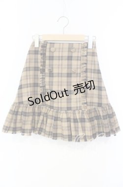 画像1: evelyn / 裾フリンジチェックスカート ブラウン系 O-25-10-04-090-LO-SK-OW-ZT373