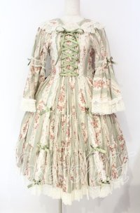 metamorphose / アンティークブーケ姫袖ワンピース 1 グラスグリーン O-25-10-04-092-ME-OP-OW-OS