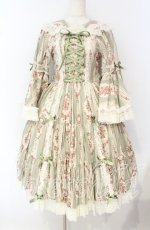 画像1: metamorphose / アンティークブーケ姫袖ワンピース 1 グラスグリーン O-25-10-04-092-ME-OP-OW-OS (1)