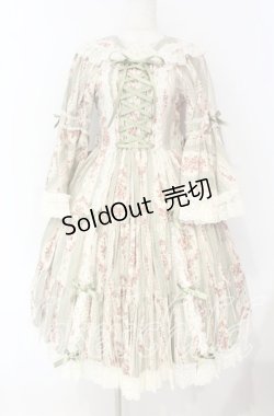 画像1: metamorphose / アンティークブーケ姫袖ワンピース 1 グラスグリーン O-25-10-04-092-ME-OP-OW-OS